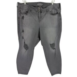 Torrid Women's Premium Distressed High Rise Stretch Black Denim Jegging Plus 28R